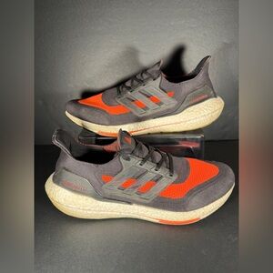 Adidas‎ UltraBoost 21 Men's Size 14 Black Orange Running Shoes Sneakers FZ2559